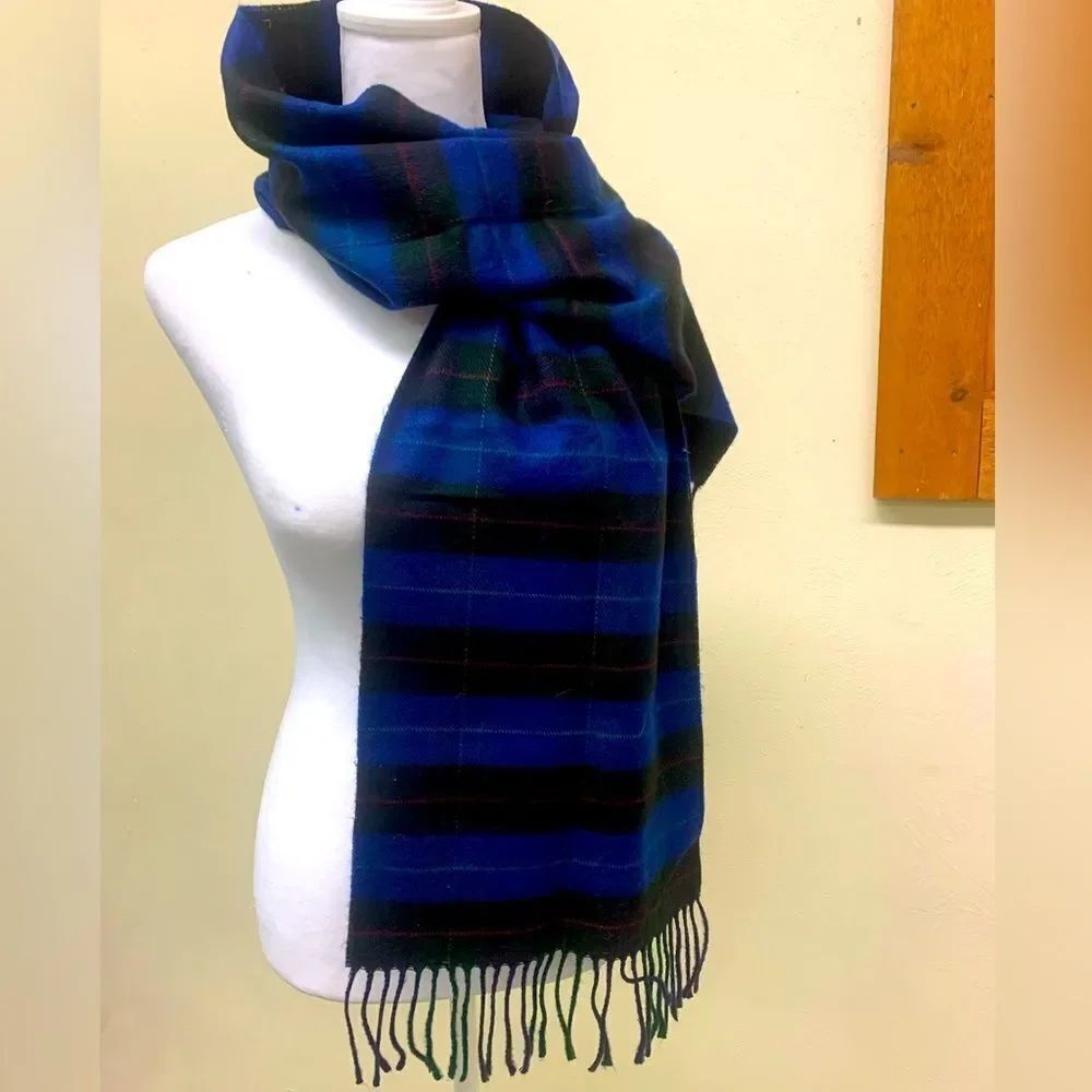 Authentic Vintage DIOR Blue Black Stripe Scarf Cashmaire Preloved